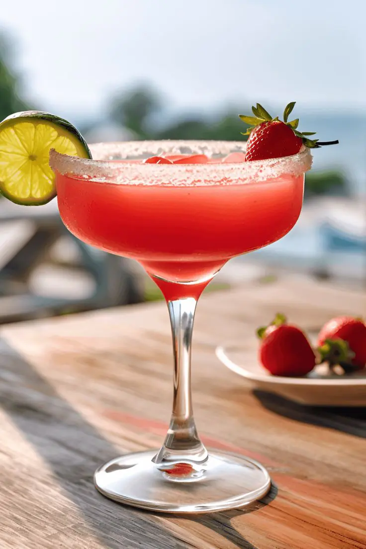 Margarita de fresa, cóctel de boda dulce y colorido.